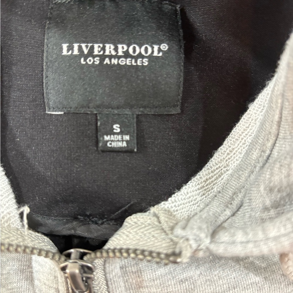 Liverpool Black Women’s Dickey Blazer with Gray Hooded Layer, Sz L - Picture 6 of 8